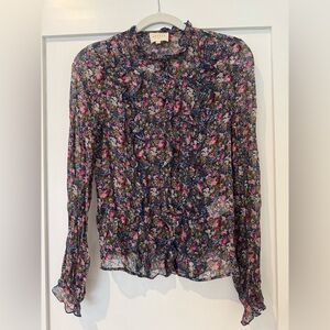 Sézane Céline Floral Blouse – Size 34 – Romantic Ruffle Detail